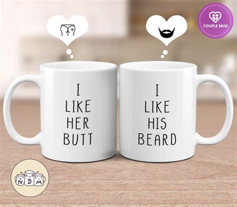 I Like Her Butt His Beard Funny Couple Mugs His And Hers Etsy