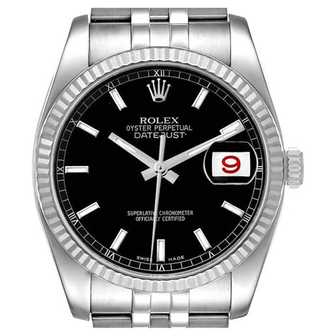 Rolex Datejust Steel 18k White Gold Silver Diamond Dial Watch 116234 At 1stdibs