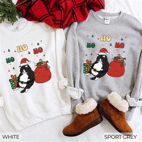Ugly Christmas Cat Sweater Cute Cat Christmas Crewneck Christmas T