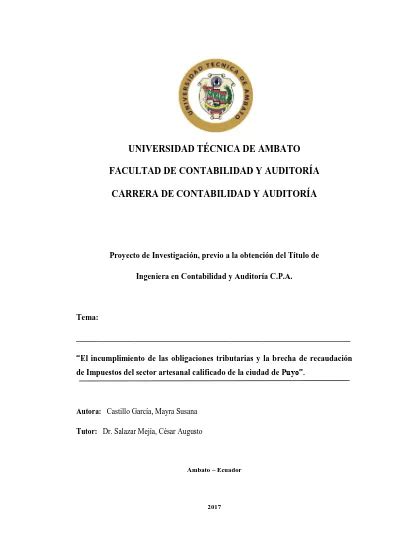 Universidad T Cnica De Ambato Facultad De Contabilidad Y Auditor A