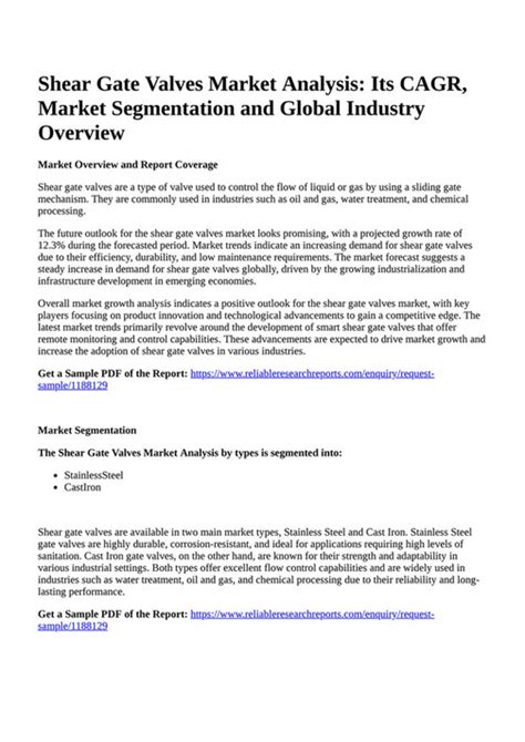 Reportprime Shear Gate Valves Market Analysis Its CAGR Market