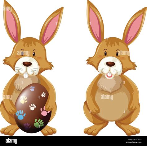 Brown Bunny With Easter Egg Illustration Stock Vector Image And Art Alamy