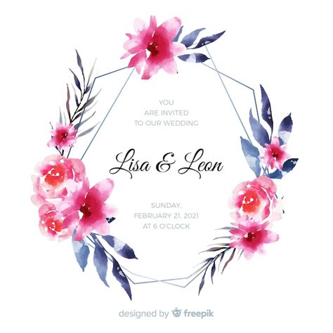 Invitaci N De Boda Marco Floral Acuarela Vector Gratis