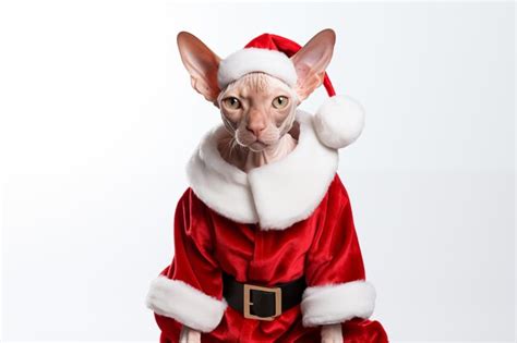 Premium Photo A Smiling Cornish Rex Cat Wear Santa Claus Suit Holding