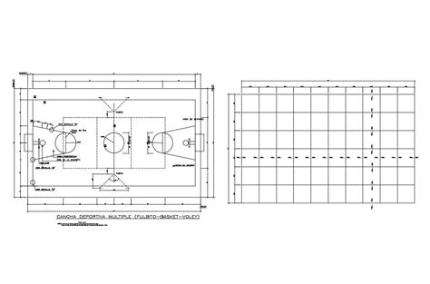 Multi Purpose Sports Ground Section And Line Cad Drawing Details Dwg