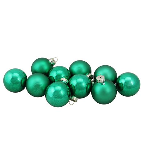 10ct Green 2 Finish Glass Christmas Ball Ornaments 175 45mm Christmas Central