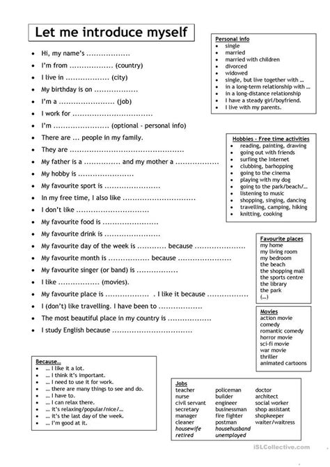 Getting To Know Yourself Worksheets Pdf