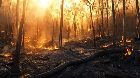 Un Incendio Forestal Arde Brillantemente Al Atardecer Proyectando Un