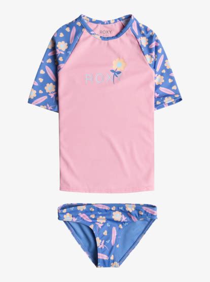 Girls 2 7 Lorem Short Sleeve Two Piece Surf Set Roxy