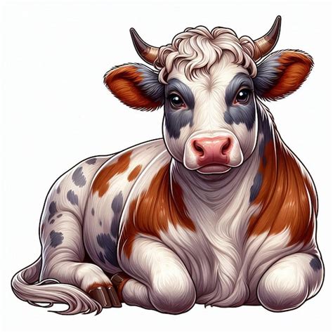 Cute Cattle Vector Cartoon Illustration White Background Premium AI