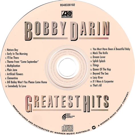 Car Tula Cd De Bobby Darin Greatest Hits Portada