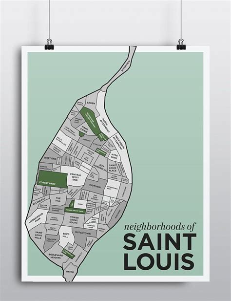 Saint Louis Neighborhoods Map Art Print Wall Art Saint - copperdogprintshop | Map art print, Map ...