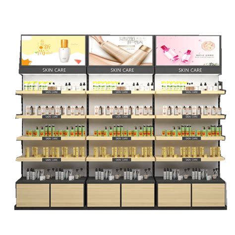 Functional Wooden Cosmetic Display Cabinet Beauty Shop Wall Cabinet For