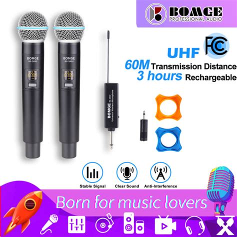 Bomge Uhf Dual Cordless Wireless Microphone System 30 Adjustable