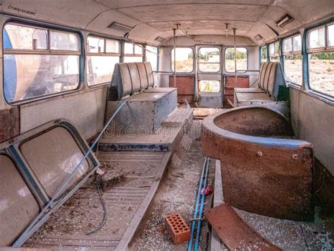 Interior of an Old Abandoned Retro Bus Stock Image - Image of vehicle ...