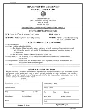 Fillable Online Gulfport Ms Application For Case Review General