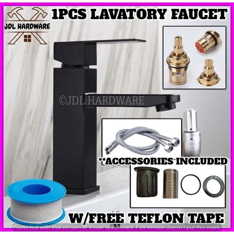 FC A007 1206 Stainless Steel SUS304 Matte Black Square Hot Cold Lavatory Faucet Single Handle