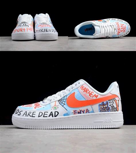 Custom Pauly X Vlone Pop Nike Air Force Low Graffiti Harlem White In