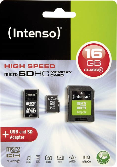 Intenso Adapter Set MicroSDHC Card 16 GB Class 10 Incl SD Adapter