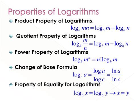 PPT - Properties of Logarithms PowerPoint Presentation - ID:2796088