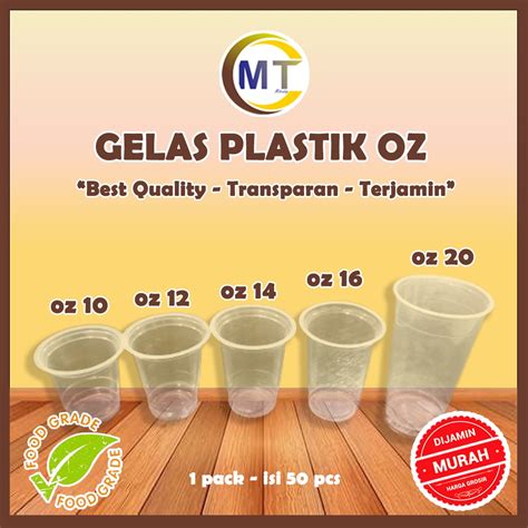 Jual Gelas OZ Plastik Cup Transparan Bening Semua Ukuran 10 Oz 12 Oz