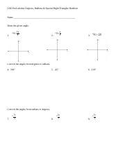 AnglesHandout Docx GSE PreCalculus Degrees Radians Special Right