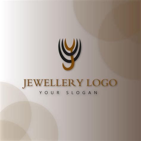 Logotipo de jóias de luxo fundo de ouro castanho Vetor Premium