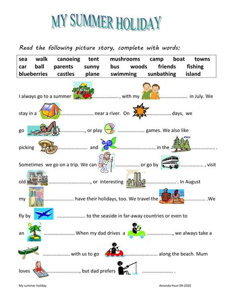 My Summer Holiday Worksheet Free Esl Printable Worksheets Made Worksheets Library