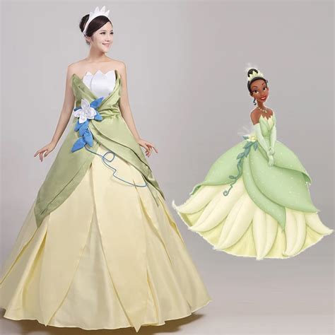 The Princess and the Frog Gown Princess Tiana Evening Dress Fantasy Halloween Women Wedding ...