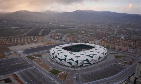konya city stadium by bahadir kul features faceted façade