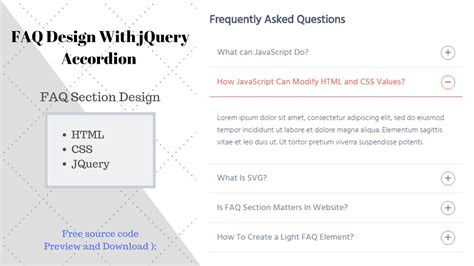 HTML CSS FAQ Design With JQuery Accordion FAQ Section Design YouTube