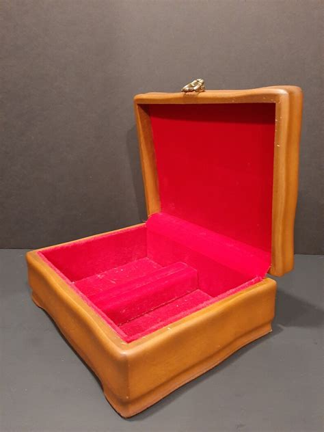 Vintage Wooden Treasure Chest Jewelry Storage Box Manufactured Etsy