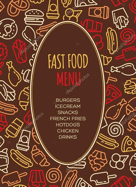 Fast Food Menu Set Of Cartoon Vector Background Stock Vector Image By