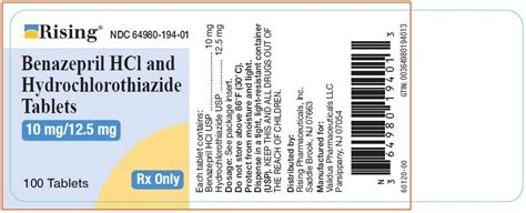 Dailymed Benazepril Hydrochloride And Hydrochlorothiazide Tablet