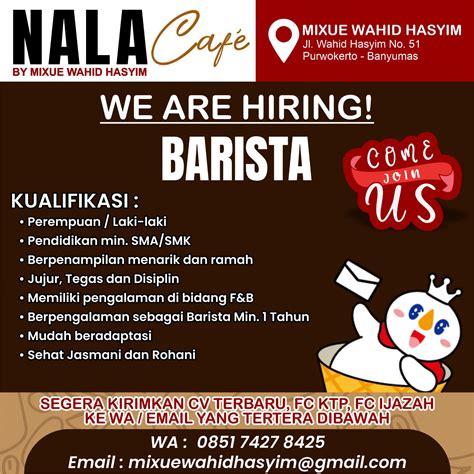 Lowongan Kerja Barista Mixue Wahid Hasyim Purwokerto Loker Purwokerto