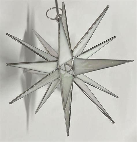 Moravian Star Tree Topper White Iridescent Glass Point Christmas