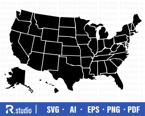 Usa Map Svg All American States Svg Commercial Use Cut File Dxf Printable Vector United