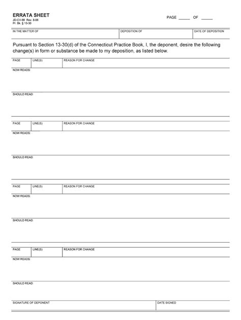 Errata Sheet Form Fill Online Printable Fillable Blank Pdffiller