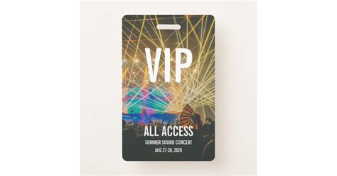 Custom Vip All Access Pass Concert Badge Zazzle