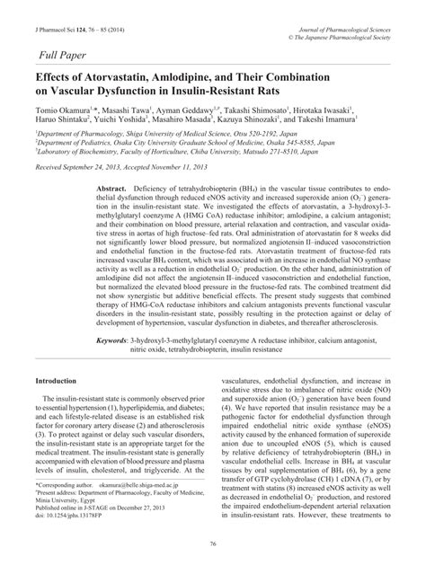 PDF Effects Of Atorvastatin Amlodipine And Their Combination On