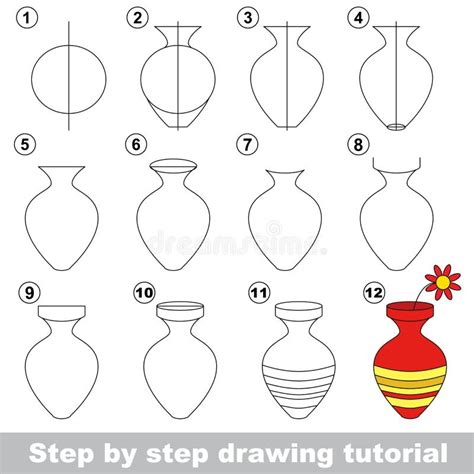 Vase. Drawing tutorial. stock vector. Illustration of paper - 69553692