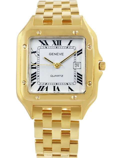 Geneve 18k Solid Yellow Gold Quartz Watch Zaeger Diamonds And Watches