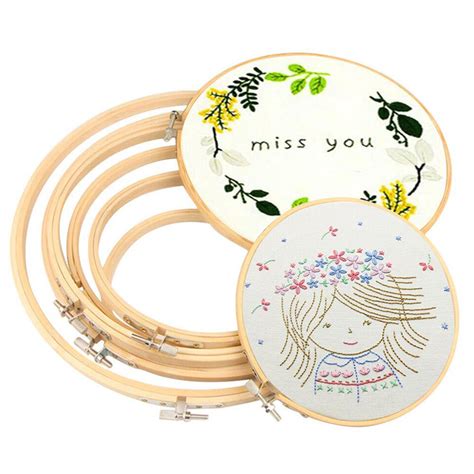 Embroidery Hoops Frame Set Bamboo Wooden Hoop Rings Home Diy Cross