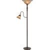 Axis 9 In 3 Way Switch Rust Torchiere With Side Light Indoor Floor Lamp