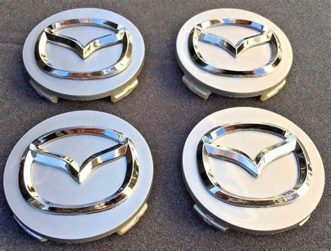 4PCS SET SILVER CENTER WHEEL CAPS CHROME EMBLEM FIT FOR MAZDA 56MM HUB