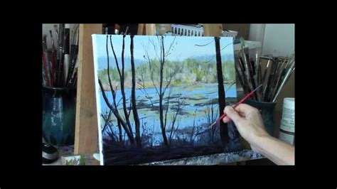 Acrylic River And Trees Landscape Painting Demo Reflecting Part