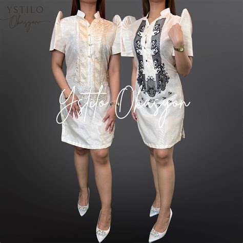 Modern Filipiniana Dress Linen Barong Tagalog Philippine 57 Off