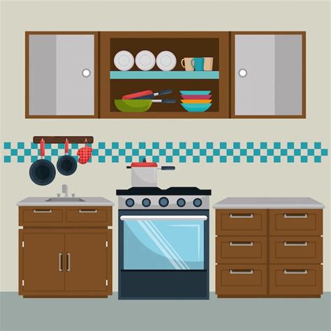 Elementos De Escena Moderna De Cocina Vector Gratis