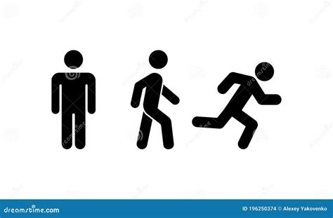 Man Stands Walk And Run Icon Human Movement Sign Vector On Isolated