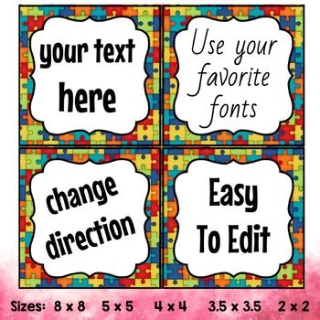 Editable Labels Banners Puzzle By Just So Sharon Oliver Tpt